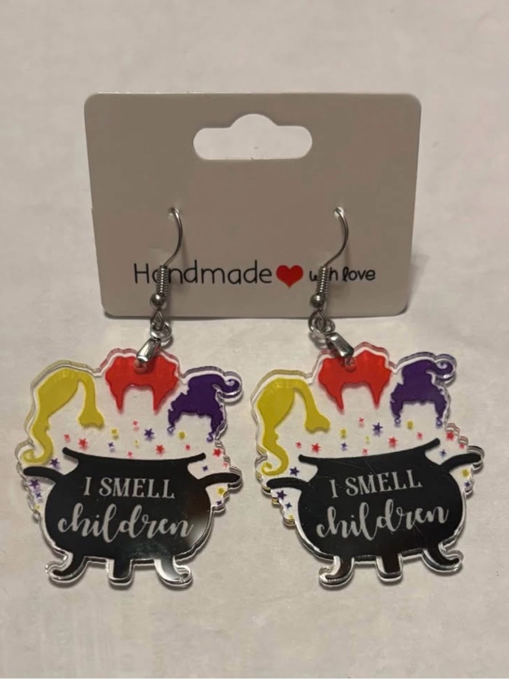 Disney Halloween Cauldron Earrings with Yellow, Red, Purple and Black